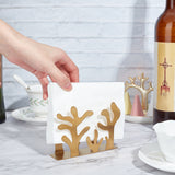 201 Stainless Steel Napkin Holder, Home Decorations, Tree, Golden, 40x120x87mm