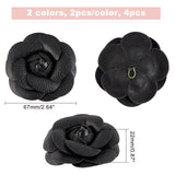 4Pcs 2 Colors PU Leather Artificial Flower Ornament Accesories, Mixed Color, 67x22mm, 2pcs/color