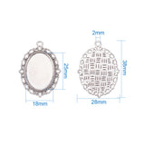 Tibetan Style Pendant Cabochon Settings, DIY Findings for Jewelry Making, Cadmium Free & Lead Free, Oval, Antique Silver, Tray: 25x18mm, 38x28x2mm, Hole: 2mm