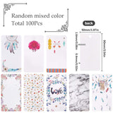 100Pcs Cardboard Earring Display Cards, Rectangle with Mixed Patterns, White, 9x5x0.04cm, Hole: 1.5mm