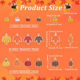 12 Style Autumn Theme Alloy Enamel Pendants, Pumpkin & Maple Leaf, Mixed Color, 10.5~23.5x10~19x1~10mm, Hole: 1.4~2mm, 64pcs/box