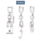 12Pcs Brass Extender Chain, with Cubic Zirconia, Necklace & Bracelet Extender Accessories, Platinum, 35x6mm