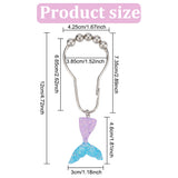 12Pcs Iron Shower Curtain Rings for Bathroom, with Two Tone Resin Pendants, Mermaid Tail Shape, Medium Purple, 120mm