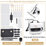 DIY Imitation Leather Sew on Women's Crossbody Bag Making Kit, including Fabrics, Imitation Pearl Cat Head Ornament, Alloy Buckles & Magnetic Button, Cord and Needle, Screwdriver, Black, Finished Product: 25x7x18.5cm