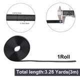 PU Leather Cord, Flat, Black, 12x2.6mm, 3m/roll