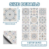 Waterproof PVC Tile Stickers, for Kitchen Bathroom Waterprrof Wall Tiles, Square with Flower Pattern, White, 100x100mm, 12 style, 3pcs/style, 36pcs/set