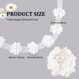 Polyester Chiffon Lace Trim, 3D Flower Lace Ribbon for Costume Decoration, White, 1 inch(25mm), Flower: 50x24mm