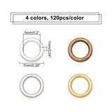 480Pcs 4 Colors Alloy Round Rings, Soldered Jump Rings, Closed Jump Rings, Mixed Color, 18 Gauge, 7x1mm, Hole: 4.5mm, Inner Diameter: 4mm, 120pcs/color