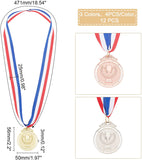 12Pcs 3 Colors Zinc Alloy Medal, with Polester Belt, Flat Round with Challenge Cup, Mixed Color, 471mm, 4pcs/color
