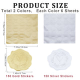 12 Sheets 2 Colors Paper Adhesive Flower Wax Seal Stickers, For Envelope Seal, Mixed Color, 198x186x0.1mm, Sticker: 38mm, 6 sheets/color