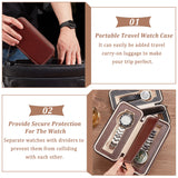 Rectangle 2 Slot PU Leather Watch Storage Zipper Boxes, Portable Travel Wristwatch Organizer Case, Holds up to 2Pcs Watch Storage, Saddle Brown, 8.5x18x5.8cm