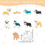 40Pcs 10 Styles Rack Plating Alloy Enamel Pendants,Lead Free & Nickel Free & Cadmium Free, Platinum, Dog, Mixed Color, 9.5~28.5x17.5~24.5x2mm, Hole: 1.6~2mm, 4pcs/style