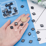DIY Blank Dome Flat Round Link Connector Making Kit, Including Stainless Steel Link Settings, Glass Cabochons, Gunmetal, Connector Settings: 8x12.5x3mm, 60Pcs/box
