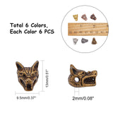 Tibetan Style Alloy Beads,  Wolf Head, Mixed Color, 9.5x13mm, Hole: 2mm, 36pcs/box