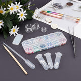 DIY Gift Pens Makings, with Plastic Empty Tube Floating Pens, Blown Glass Beads, Epoxy Resin Material Ocean Filling, ABS Plastic Cabochons, Silicone Molds, Bamboo Sticks, White, 60~70mm