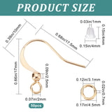 50Pcs Real 18K Gold Plated Brass Horizontal Loop French Earring Hooks, with 50Pcs Brass Open Jump Rings and 50Pcs Plastic Ear Nuts, Mixed Color, 4~19x4~17x0.7~3mm, Hole: 1~1.5mm, 21 Gauge, Pin: 0.7mm