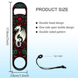 201 Stainless Steel Bottle Opener, with PU Leather Cord, Rectangle, Dragon, 178x38x2mm