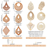 DIY Exaggeration Earring Making Kits, Including Wooden Big Pendants & Chandelier Component Links, Iron Earring Hooks, Iron & Brass Jump Rings and Plastic Ear Nuts, Mixed Color