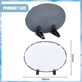 Sublimation Blank Natural Slate Rock Stone Plate, with Plastic Racks, Photo Frame for Heat Press Machine, Black & White, Oval Pattern, 19.8x14.2x8cm