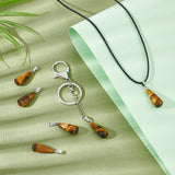 20Pcs Natural Tiger Eye Pendants, with Stainless Steel Snap On Bails, Teardrop Charm, 28~30x10~12mm, Hole: 6x4mm