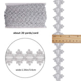 Polyester Lace Ribbons, Floral Lace Trim, Garment Accessories, Silver, 1-3/8 inch(34mm)
