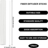 120Pcs Fiber Diffuser Replacement Sticks, Rattan Sticks, White, 250x3mm