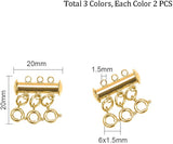 Brass Magnetic Slide Lock Clasps, with Lobster Claw Clasps, Tube, Mixed Color, 68x52x11mm, 6pcs/box