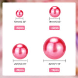 ABS Plastic Imitation Pearl Beads, No Hole, Round, Fuchsia, 10~30mm, 150pcs/set