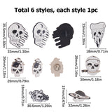 6Pcs 6 Style Alloy Enamel Brooches Sets, Lapel Pin Backs, Skull, Skull Pattern, 18~35.5x18~33mm, 1pc/style