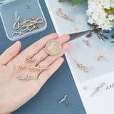 Brass Stud Earring Findings, with 316 Stainless Steel Pins, Loop and 16PCS Ear Nuts, Golden & Stainless Steel Color, Earring Findings: 8pairs/box