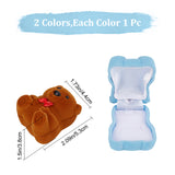 2Pcs 2 Colors Bear-Shaped Plastic Flocking Boxes, with Mat Inside, for Earrings, Rings, Necklaces Storage, Mixed Color, 5.3x4.4x3.8cm, 1pc/color