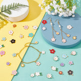 104Pcs 26 Style Alloy Enamel Pendants, with Crystal Rhinestone, Flower, Light Gold, Mixed Color, 4pcs/style