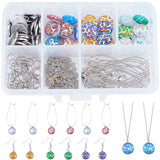 DIY Earring Making Kits, with Brass Cable Chains & Hoop Earrings & Lobster Claw Clasps & Earring Hooks, 304 Stainless Steel Pendant Cabochon Settings, Resin Cabochons, Mixed Color