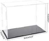 Transparent Acrylic Display Boxes, with Black Base, for Models, Building Blocks, Doll Display Holders, Clear, Finish Product: 11x21x14.5cm, 19pcs/set