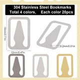 80Pcs 4 Colors 304 Stainless Steel Bookmarks, Rectangle with Arrow Book Page Clips, Mixed Color, 18x12x0.2mm, 20pcs/color