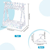 1 Set Transparent Acrylic Earring Display Stands, with Colorful Flower Sequins, Clothes Hanger-shaped, Clear, Finished Product: 13.5x8.2x15cm, about 13pcs/set