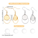 DIY Sublimation Blank Dangle Earring Making Kit, Including 304 Stainless Steel Earring Hooks with Flat Round Cabochon Settings, Glass Cabochons, Golden & Stainless Steel Color, 40Pcs/box