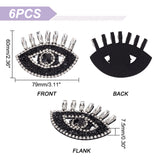 Evil Eye Shape Appliques, Cloth & Rhinestone Handicraft Appliques, Costume Hat Bag Ornament Accessories, Black, 60x79x7.5mm