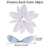 Organza Fabric, For DIY Jewelry Making Crafts, Dragonfly Wing, Mixed Color, 82x25.5mm, Hole: 0.6mm, 100pcs/set