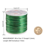 Round Aluminum Wire, Medium Sea Green, 17 Gauge, 1.2mm, about 380.57 Feet(116m)/roll