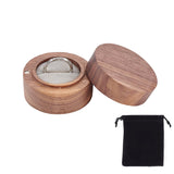 Round Wood Ring Storage Boxes, Flip Cover Case, with Magnetic Clasps, for Wedding, Proposal, Valentine's Day, Gray, 5.3x3.5cm