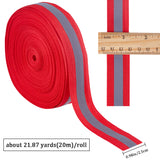 20M Polyester Striped Ribbon, Reflective Band, for Safety Caution Clothes Making, FireBrick, 1 inch(25mm), about 21.87 Yards(20m)/Bag