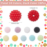 100Pcs 10 Colors Resin Imitation Pearl Beads, Round Bayberry Beads, Mixed Color, 15mm, Hole: 2.5mm, 10pcs/color