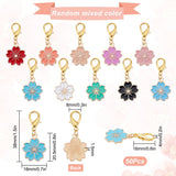 50Pcs Alloy Enamel Pendants Decoration, with Zinc Alloy Lobster Claw Clasps, Sakura, Mixed Color, 38mm