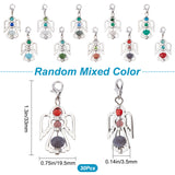 Alloy Pendants, with Glass Beads and Lobster Claw Clasp, Angel, Mixed Color, 33x19.5mm