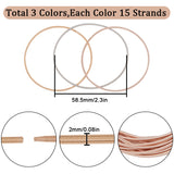 45Pcs 3 Colors Minimalist Spring Chains Stretch Bracelets Set, Steel Guitar String Coil Bracelets for Women, Mixed Color, Inner Diameter: 2-1/4 inch(5.85cm), 15Pcs/color