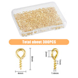 300Pcs 304 Stainless Steel Screw Eye Pin Peg Bails, For Half Drilled Beads, Golden, 8x4x1mm, Hole: 2mm, Pin: 1.4mm