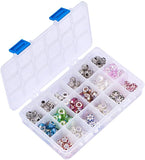 Brass & Alloy Rhinestone & Glass European Beads, Large Hole Beads, Mixed Color, 16.5x10.8x3cm, 144pcs/box