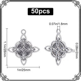 50Pcs Tibetan Style Alloy Pendants, Antique Silver, 28x25x2mm, Hole: 1.8mm