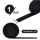 Polyester Non Slip Knitted Elastic Belt, Wave Silicone Gripper Elastic Band for Clothing Sewing, Black, 38x1.2mm, 10 yards/roll